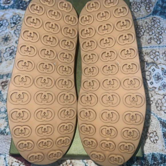 Gucci Beige and White Lace-Up Sneakers